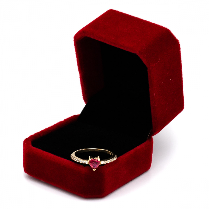 Inel cu piatră în formă de inimă din aur galben 14K – GOLD PIC [3]