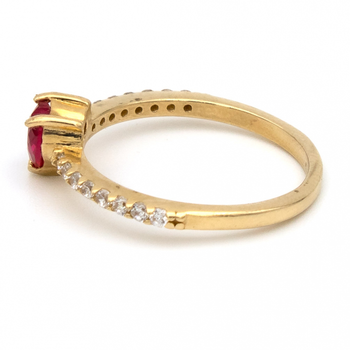 Inel cu piatră în formă de inimă din aur galben 14K – GOLD PIC [5]
