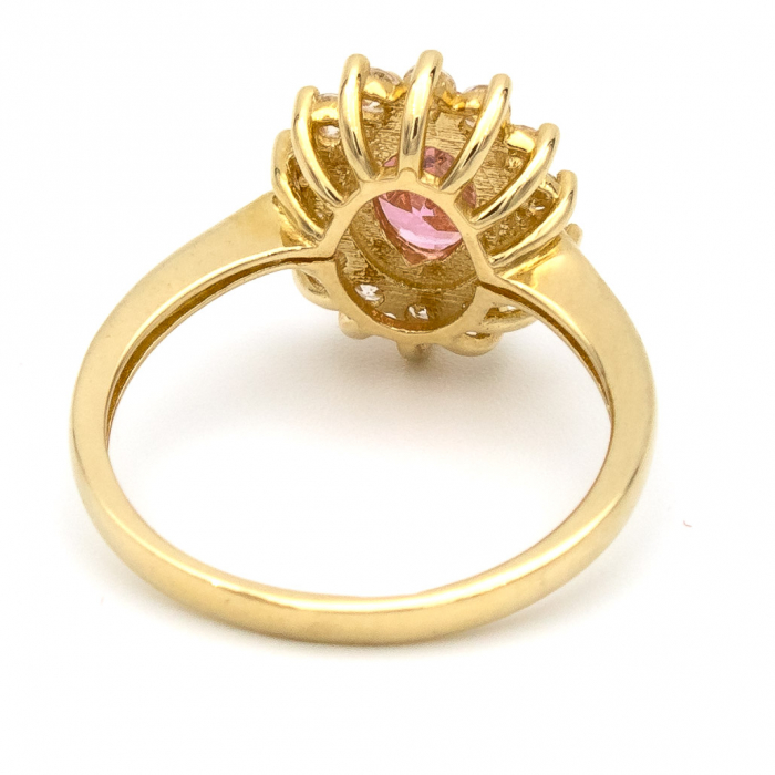 Inel elegant din aur galben 14K cu zirconia roz – GOLD PIC [7]