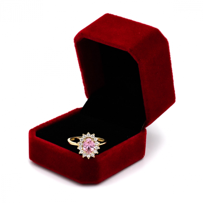 Inel elegant din aur galben 14K cu zirconia roz – GOLD PIC [3]
