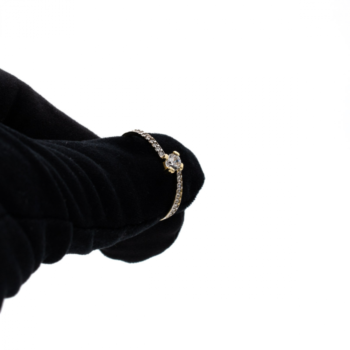Inel logodnă aur galben 14K cu zirconia – model Aura [8]