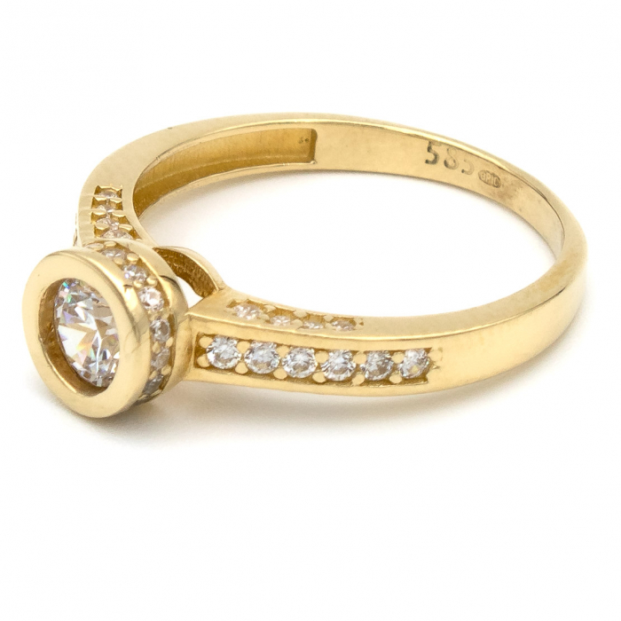 Inel logodnă aur galben 14K cu pietre zirconia – model Alura GOLD PIC [5]