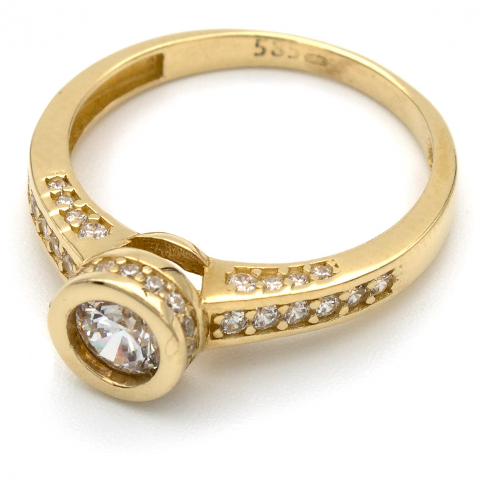 Inel logodnă aur galben 14K cu pietre zirconia – model Alura GOLD PIC [4]