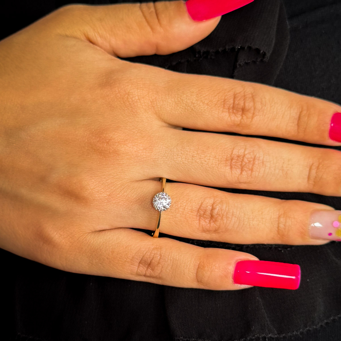 Inel logodnă aur galben 14K cu zirconie – model Elara [2]