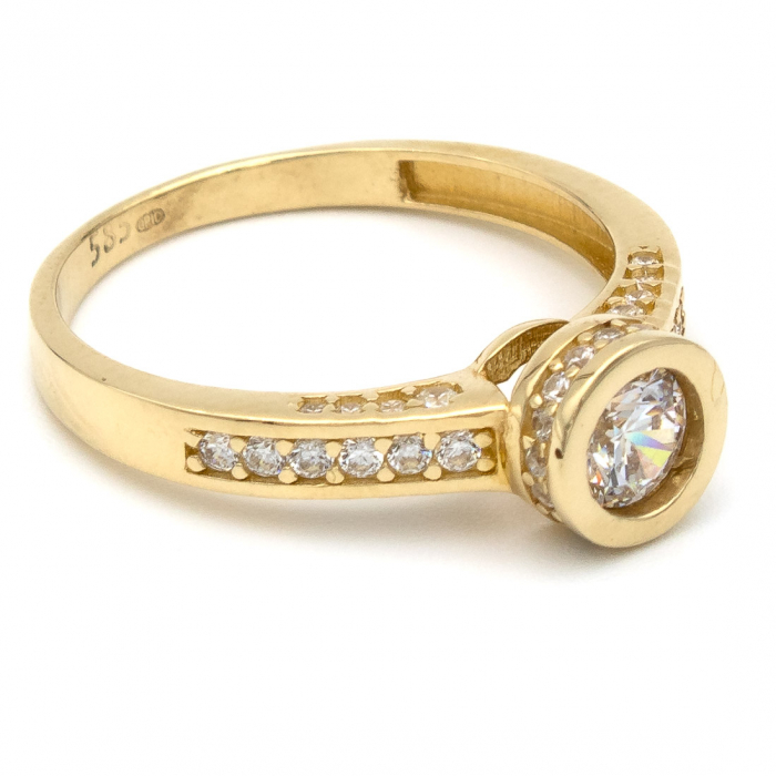 Inel logodnă aur galben 14K cu pietre zirconia – model Alura GOLD PIC [6]