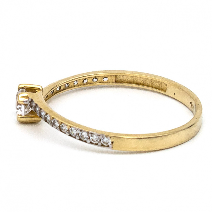 Inel logodnă aur galben 14K cu zirconia – model Aura [5]
