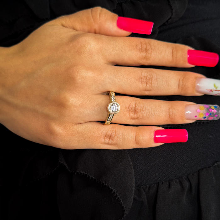 Inel logodnă aur galben 14K cu pietre zirconia – model Alura GOLD PIC [2]