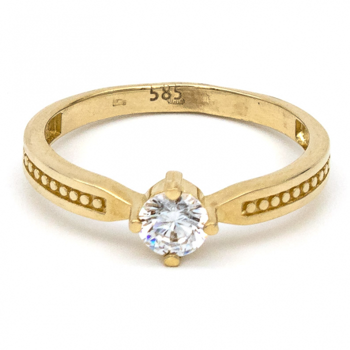 Inel de logodnă aur galben 14K cu piatră zirconia – model Eden [1]