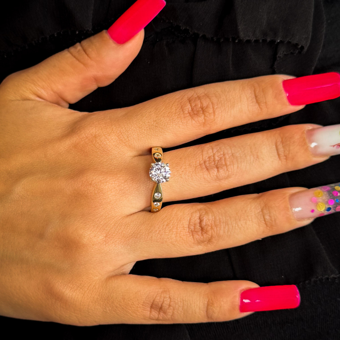 Inel logodnă aur galben 14K cu zirconia – model Serenia [2]