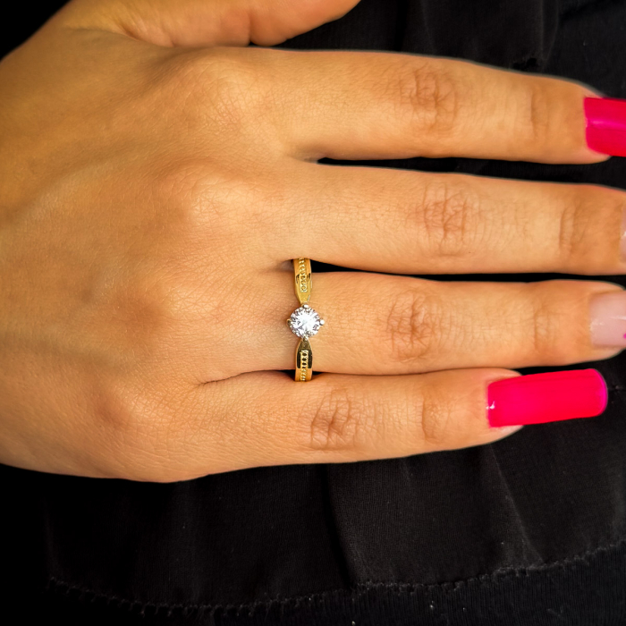 Inel de logodnă aur galben 14K cu piatră zirconia – model Eden [2]