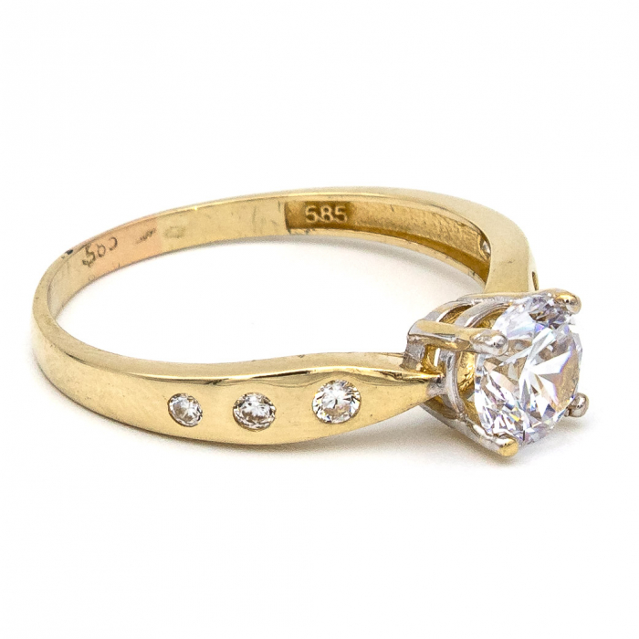 Inel logodnă aur galben 14K cu zirconia – model Serenia [6]
