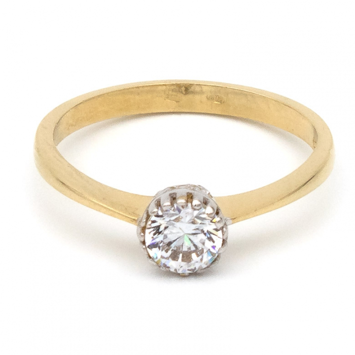 Inel logodnă aur galben 14K cu zirconie – model Elara [1]