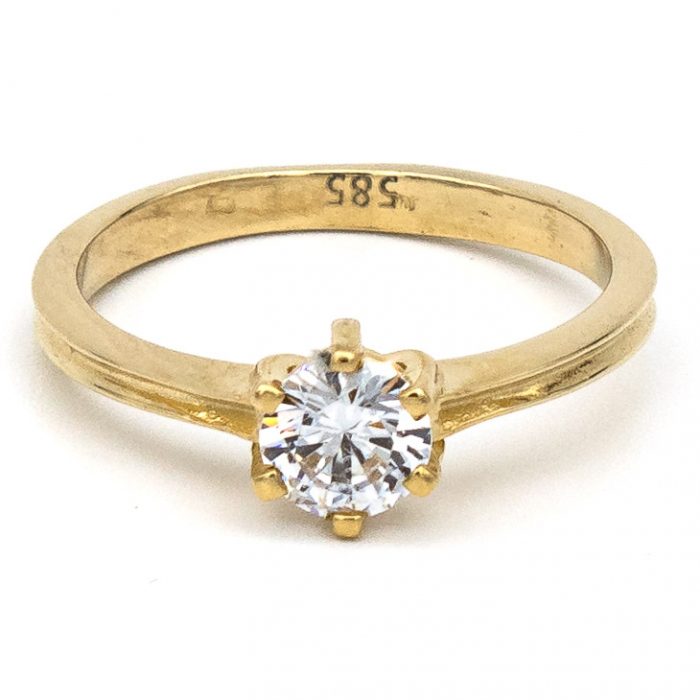 Inel logodnă din aur galben 14K cu zirconie – model Liora [1]