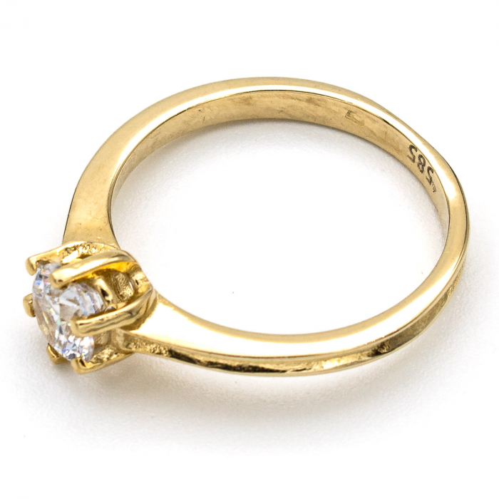Inel logodnă din aur galben 14K cu zirconie – model Liora [4]