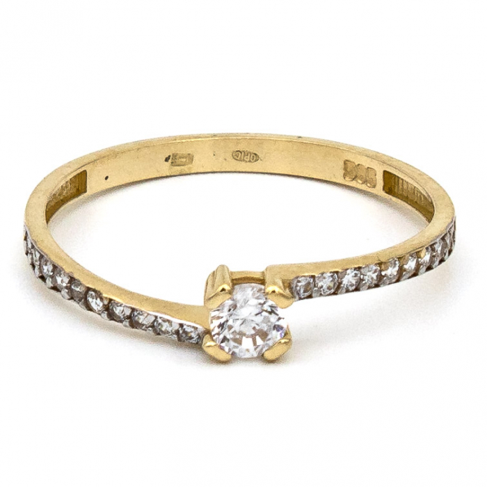 Inel logodnă aur galben 14K cu zirconia – model Aura [1]