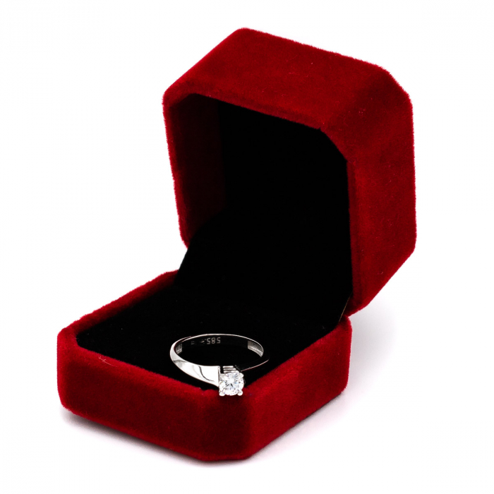 Inel de logodnă din aur alb 14K cu piatră zirconia – GOLD PIC [3]