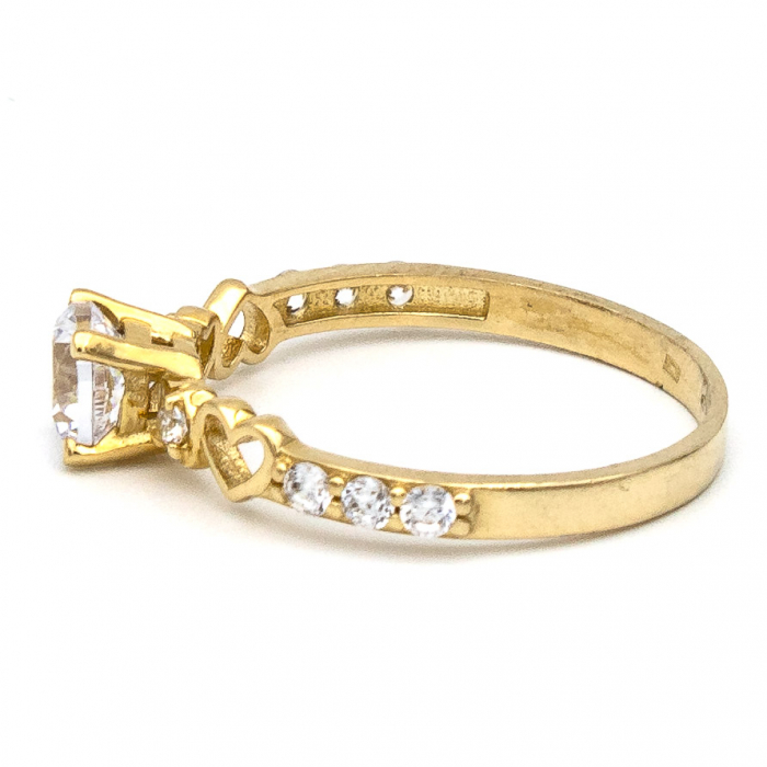 Inel aur galben 14K cu două inimi zirconia – inel romantic GOLD PIC [5]