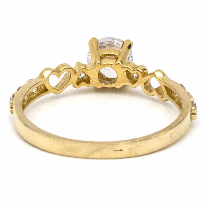 Inel aur galben 14K cu două inimi zirconia – inel romantic GOLD PIC [7]