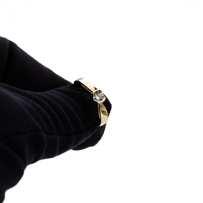 Inel aur galben 14K model Lyra cu zirconia – inel de logodnă GOLD PIC [8]