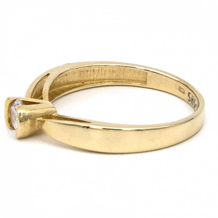 Inel aur galben 14K model Lyra cu zirconia – inel de logodnă GOLD PIC [5]