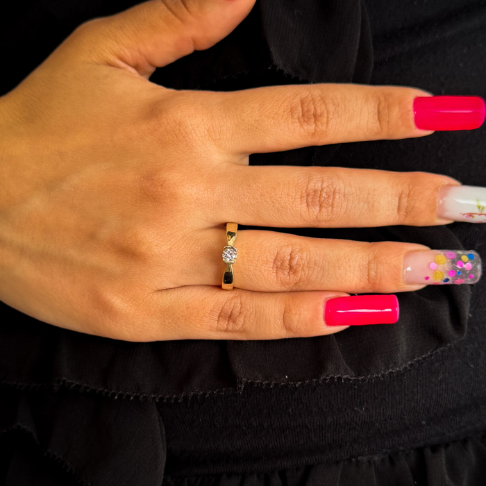 Inel aur galben 14K model Lyra cu zirconia – inel de logodnă GOLD PIC [2]