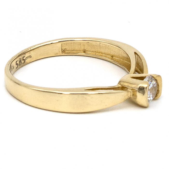 Inel aur galben 14K model Lyra cu zirconia – inel de logodnă GOLD PIC [6]