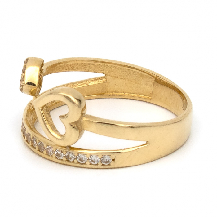 Inel aur galben 14K cu inima dubla – bijuterie GOLD PIC [5]