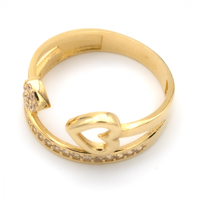 Inel aur galben 14K cu inima dubla – bijuterie GOLD PIC [4]