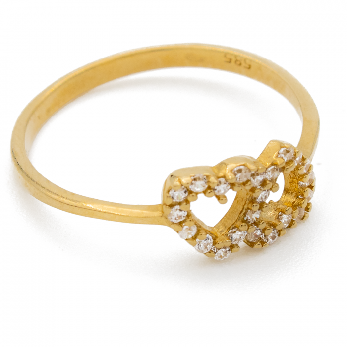 Inel Doua Inimioare Aur 14k [3]