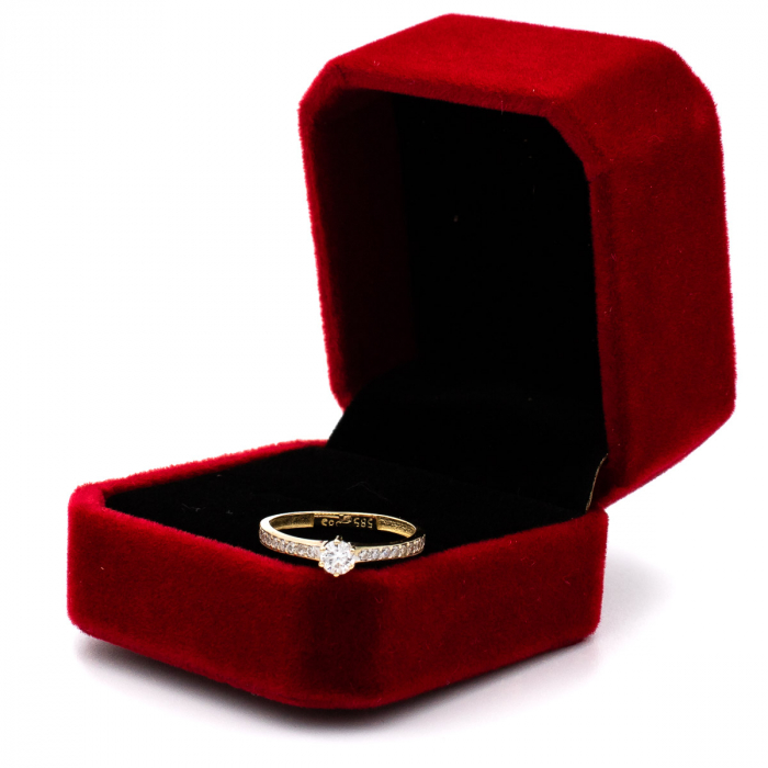 Inel de logodnă din aur galben 14K cu zirconii – model Elegance [2]