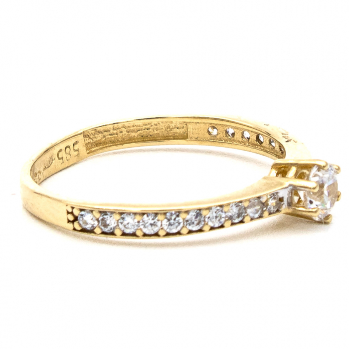 Inel de logodnă din aur galben 14K cu zirconii – model Elegance [5]