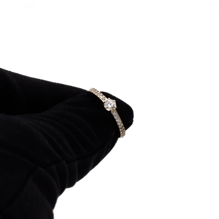 Inel de logodnă din aur galben 14K cu zirconii – model Elegance [7]
