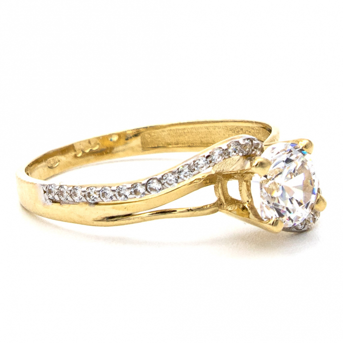 inel de logodnă Eternity din aur galben 14K cu zirconia [5]