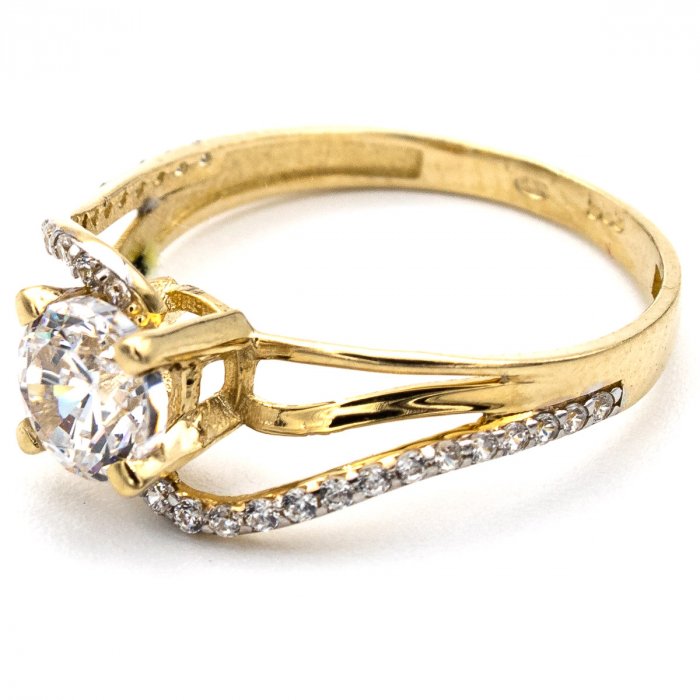 inel de logodnă Eternity din aur galben 14K cu zirconia [3]
