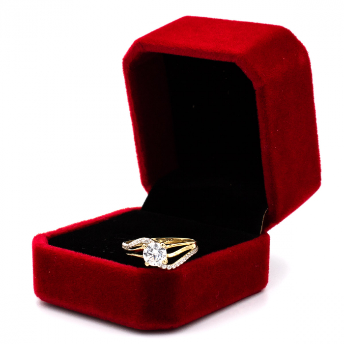 inel de logodnă Eternity din aur galben 14K cu zirconia [2]