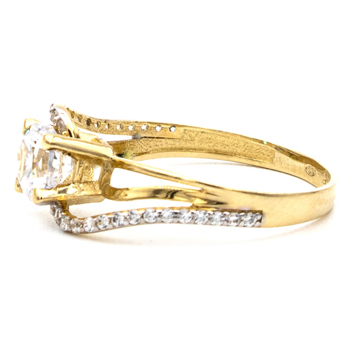 inel de logodnă Eternity din aur galben 14K cu zirconia [4]