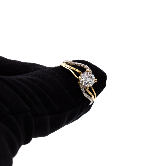 inel de logodnă Eternity din aur galben 14K cu zirconia [7]