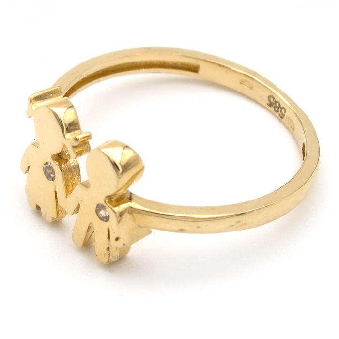 Inel aur galben 14K cu model fată și băiat – bijuterie cu copii GOLD PIC [4]