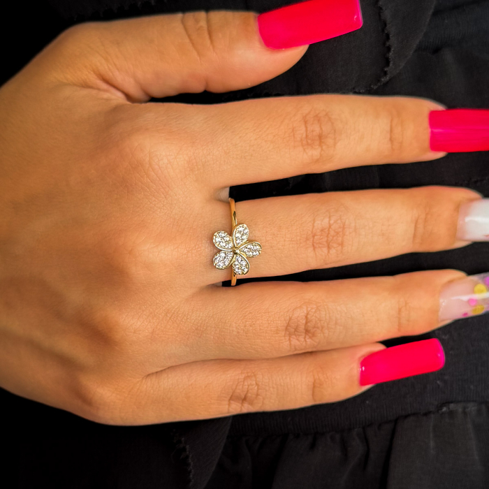 Inel Floare din aur galben 14K și zirconia – GOLD PIC [2]