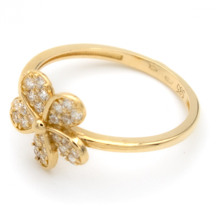 Inel Floare din aur galben 14K și zirconia – GOLD PIC [4]