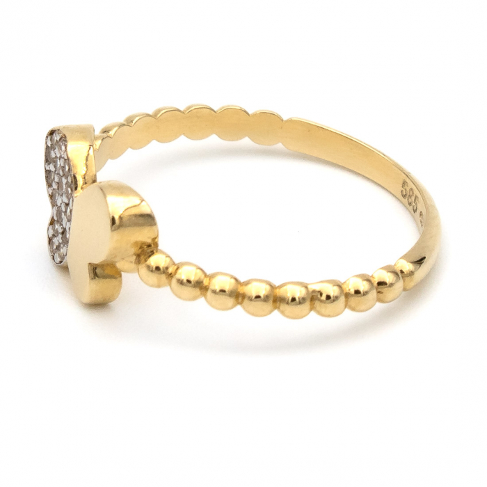Inel Fluture și Pietre zirconia din aur galben 14K – GOLD PIC [5]