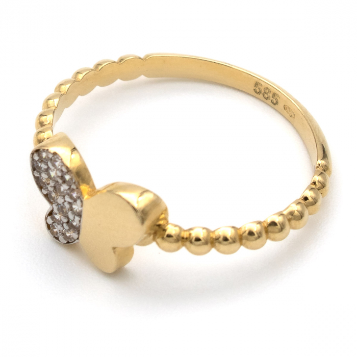 Inel Fluture și Pietre zirconia din aur galben 14K – GOLD PIC [4]