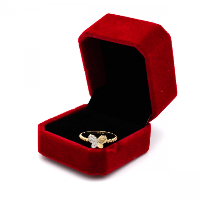 Inel Fluture și Pietre zirconia din aur galben 14K – GOLD PIC [3]