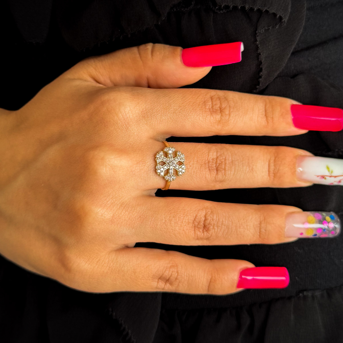 Inel din aur galben 14K cu model fulg de nea –  GOLD PIC [2]
