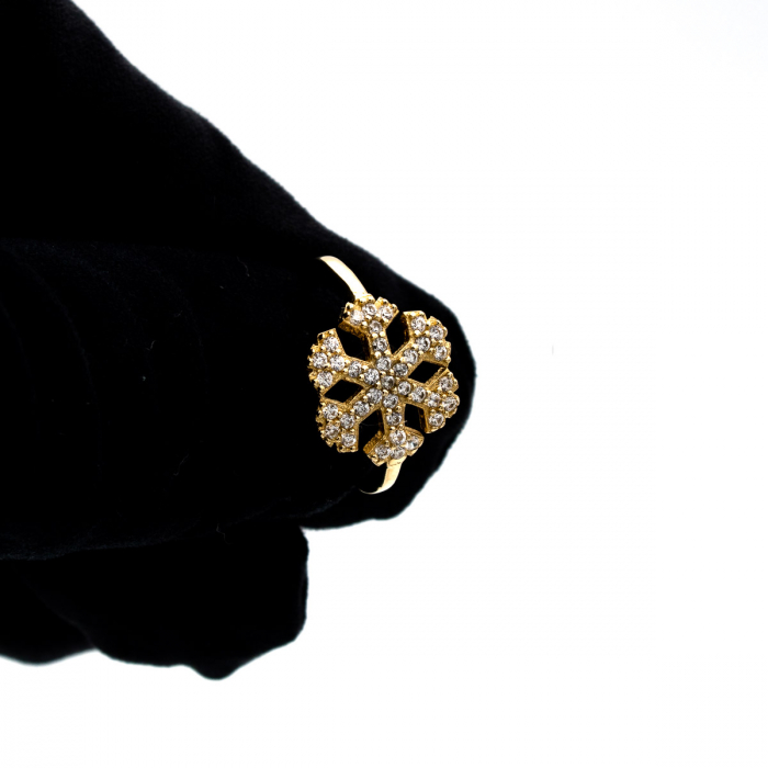 Inel din aur galben 14K cu model fulg de nea –  GOLD PIC [8]