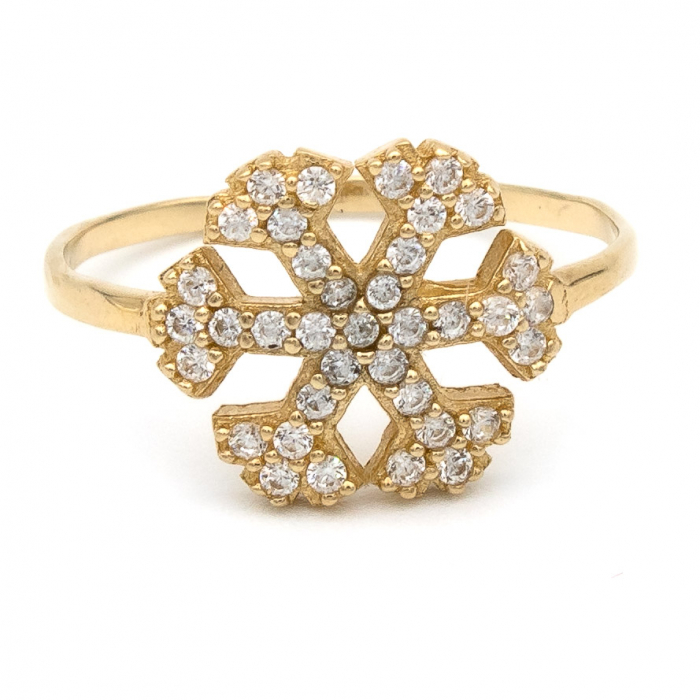 Inel din aur galben 14K cu model fulg de nea –  GOLD PIC [1]