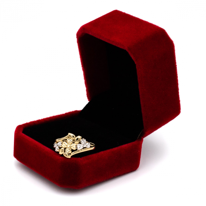 Inel aur galben 14K cu fundițe și floare – bijuterie GOLD PIC [3]