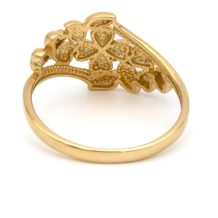 Inel aur galben 14K cu fundițe și floare – bijuterie GOLD PIC [7]