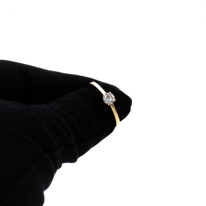 Inel de logodnă din aur galben 14K cu piatră zirconia – model Harmony [7]