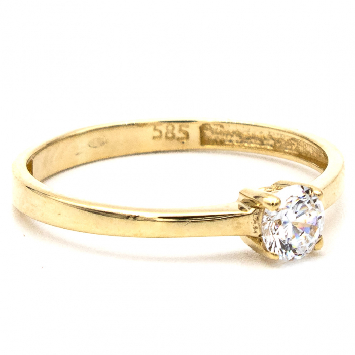 Inel de logodnă din aur galben 14K cu piatră zirconia – model Harmony [5]